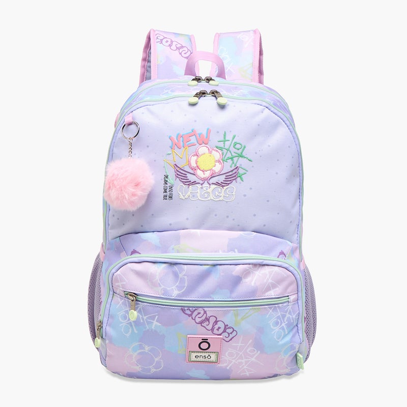 Enso Backpack-New Vibes-2 Cmprt-26 Liters-Girls (Polyester) Purple \ 33X46X17 - Image 1